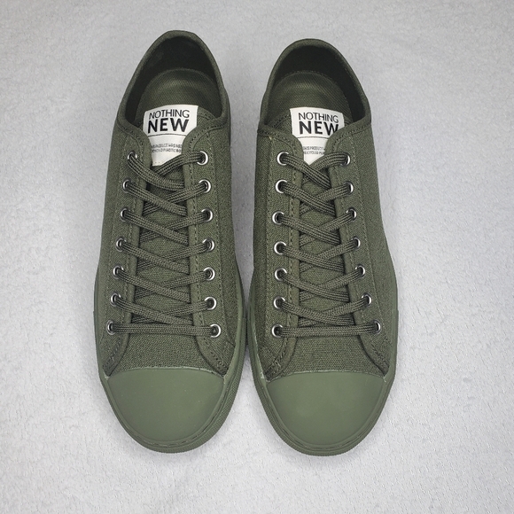 Nothing New Olive Green Canvas Classic Low Top Sneakers - Picture 6 of 14